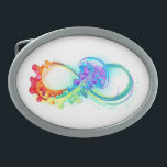 Infinity with Rainbow Jellyfish Belt Buckle<br><div class="desc">Multicolor infinity symbol with rainbow bright jellyfish decorated with long tentacles on white background. Rainbow jellyfish.</div>