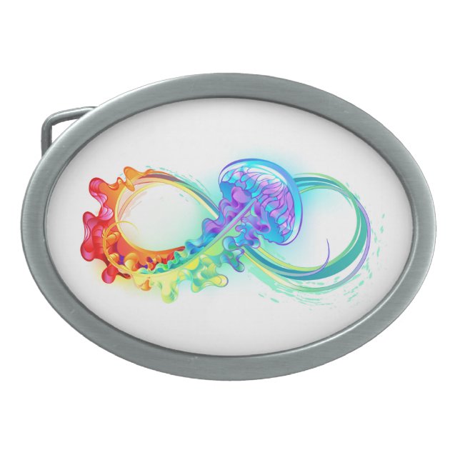 Infinity with Rainbow Jellyfish Belt Buckle (Front)