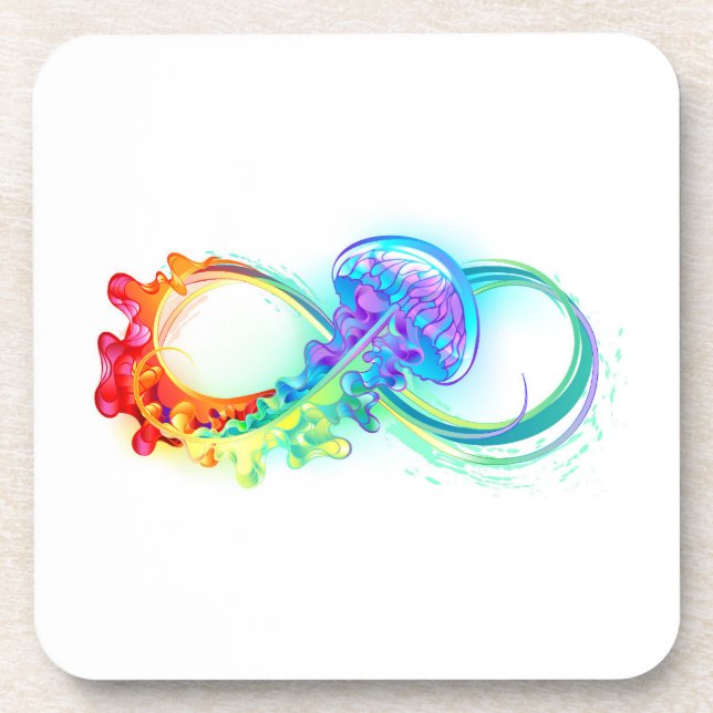 Infinity with Rainbow Jellyfish Beverage Coaster (Front)