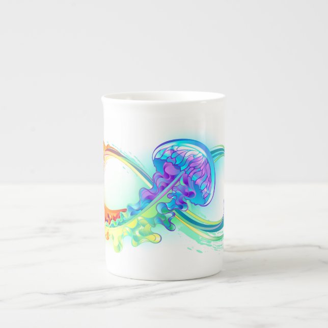 Infinity with Rainbow Jellyfish Bone China Mug (Front)