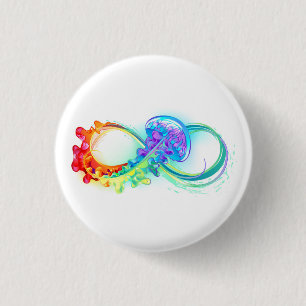 Infinity with Rainbow Jellyfish Button