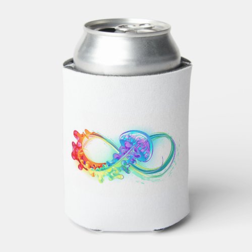 Infinity with Rainbow Jellyfish Can Cooler