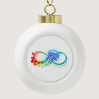 Infinity with Rainbow Jellyfish Ceramic Ball Christmas Ornament