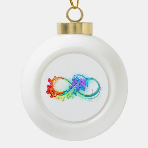 Infinity with Rainbow Jellyfish Ceramic Ball Christmas Ornament