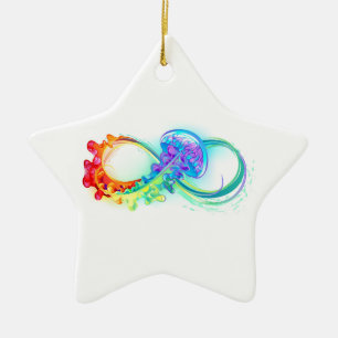 Infinity with Rainbow Jellyfish Ceramic Ornament