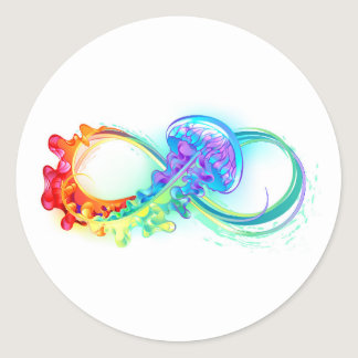 Infinity with Rainbow Jellyfish Classic Round Sticker