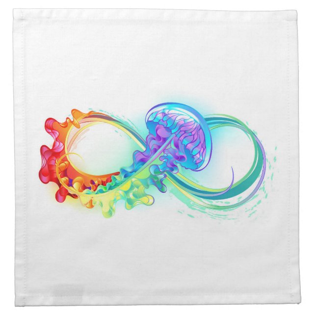 Infinity with Rainbow Jellyfish Cloth Napkin (Front)