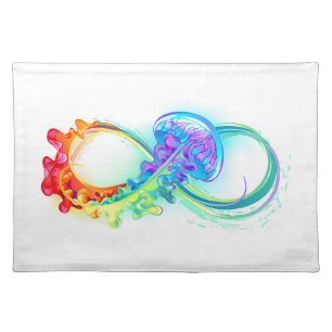 Infinity with Rainbow Jellyfish Cloth Placemat