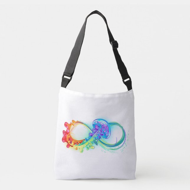 Infinity with Rainbow Jellyfish Crossbody Bag (Front)