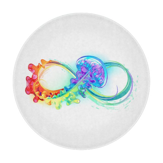 Infinity with Rainbow Jellyfish Cutting Board (Front)