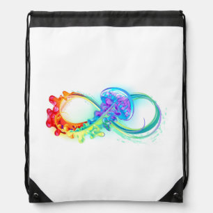 Infinity with Rainbow Jellyfish Drawstring Bag