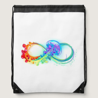 Infinity with Rainbow Jellyfish Drawstring Bag