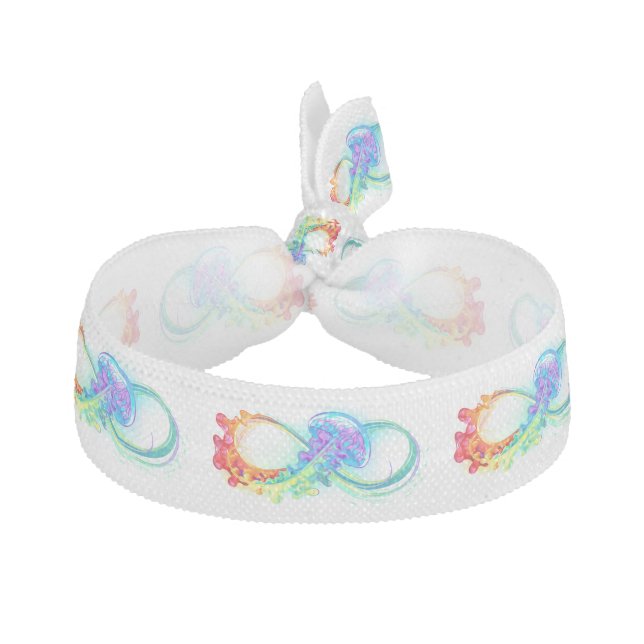 Infinity with Rainbow Jellyfish Elastic Hair Tie (Front)