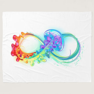 Infinity with Rainbow Jellyfish Fleece Blanket