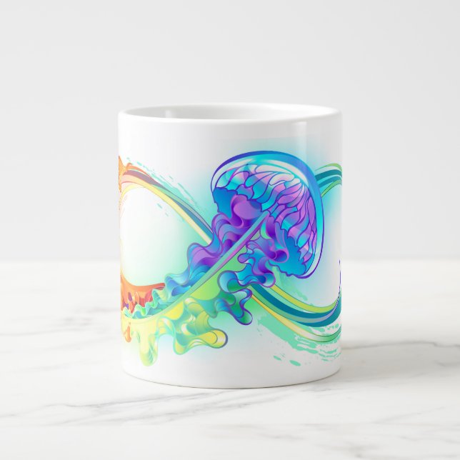 Infinity with Rainbow Jellyfish Giant Coffee Mug (Front)