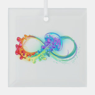 Infinity with Rainbow Jellyfish Glass Ornament