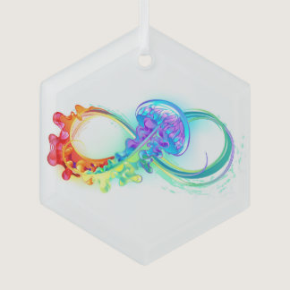 Infinity with Rainbow Jellyfish Glass Ornament