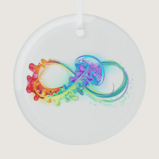 Infinity with Rainbow Jellyfish Glass Ornament