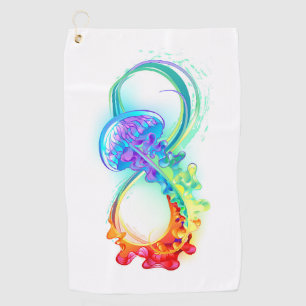 Infinity with Rainbow Jellyfish Golf Towel