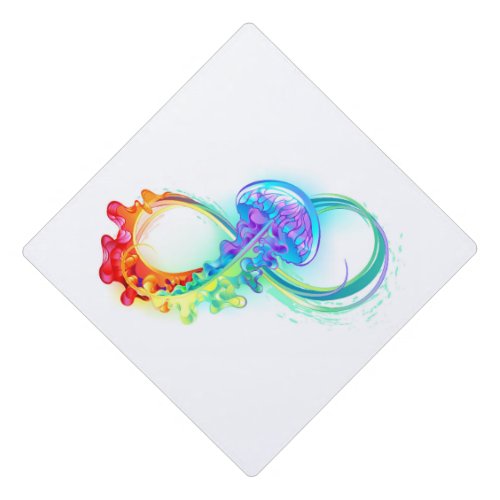 Infinity with Rainbow Jellyfish Graduation Cap Topper