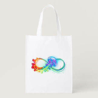 Infinity with Rainbow Jellyfish Grocery Bag