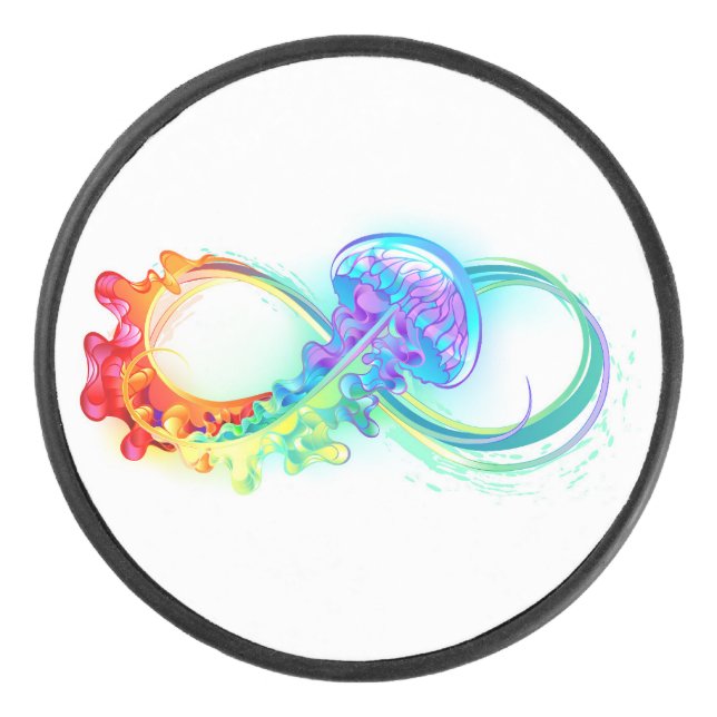 Infinity with Rainbow Jellyfish Hockey Puck (Front)
