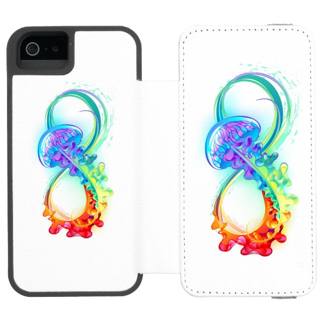Infinity with Rainbow Jellyfish Incipio iPhone Wallet Case (Folio Open)