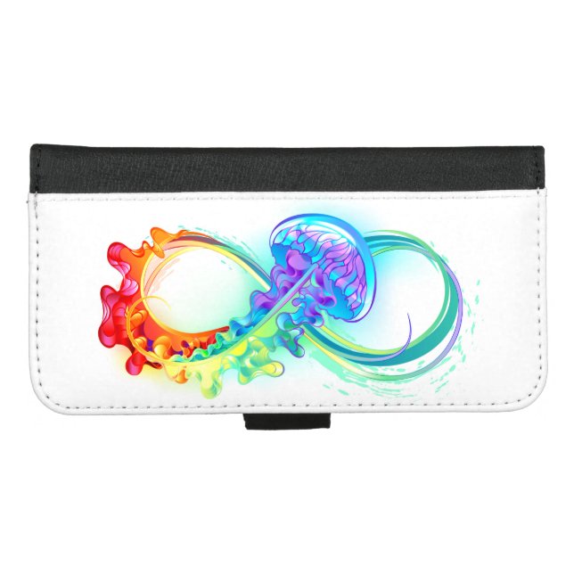 Infinity with Rainbow Jellyfish iPhone Wallet Case (Front (Horizontal))