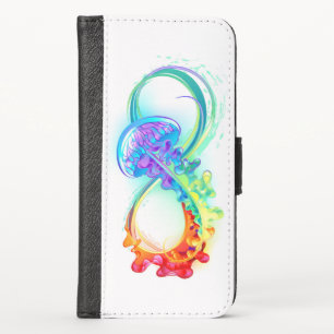 Infinity with Rainbow Jellyfish iPhone XS Wallet Case