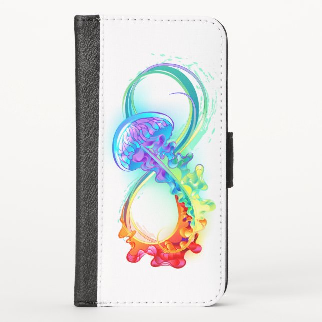 Infinity with Rainbow Jellyfish iPhone Wallet Case (Front)