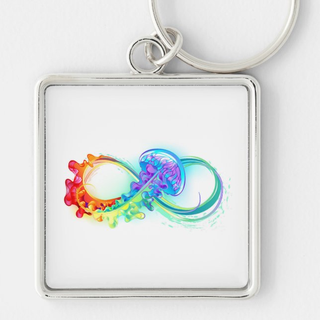 Infinity with Rainbow Jellyfish Keychain (Front)