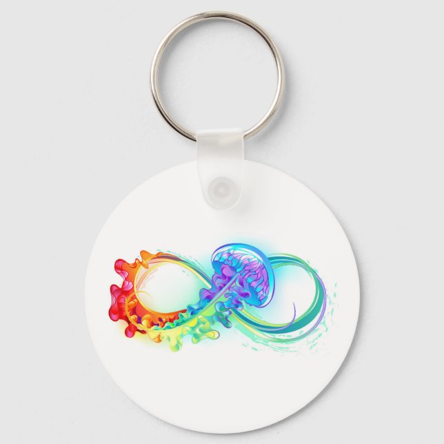 Infinity with Rainbow Jellyfish Keychain (Front)