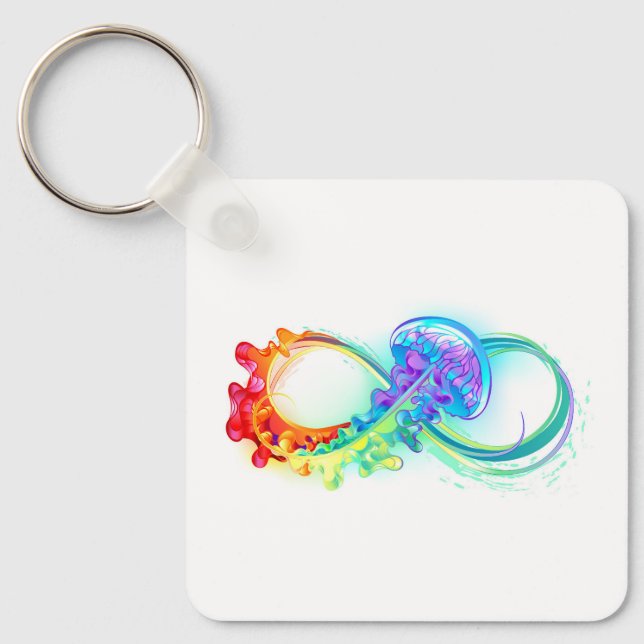 Infinity with Rainbow Jellyfish Keychain (Front)