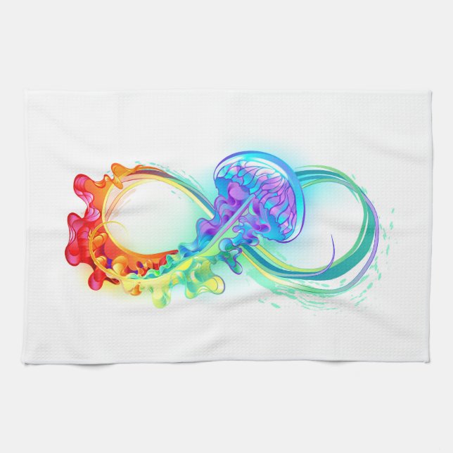 Infinity with Rainbow Jellyfish Kitchen Towel (Horizontal)
