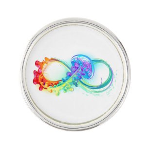 Infinity with Rainbow Jellyfish Lapel Pin