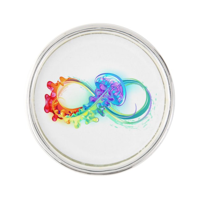 Infinity with Rainbow Jellyfish Lapel Pin (Front)