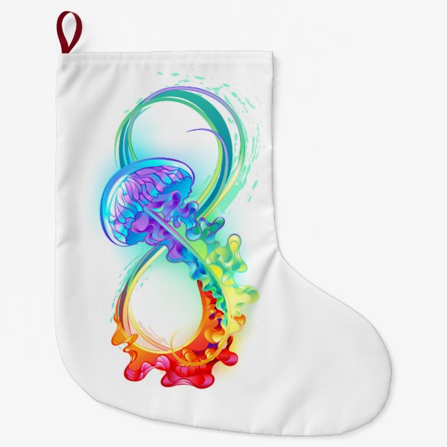 Infinity with Rainbow Jellyfish Large Christmas Stocking (Front)