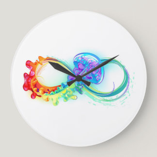 Infinity with Rainbow Jellyfish Large Clock