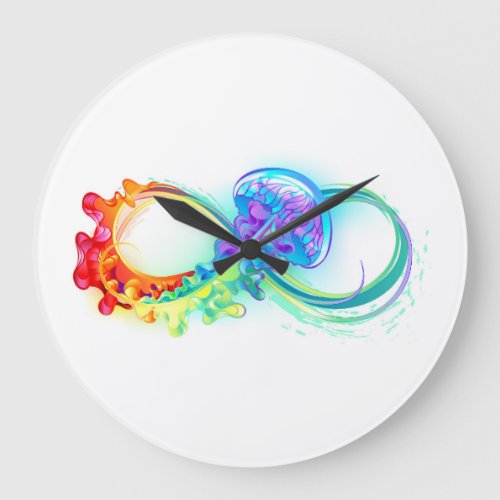 Infinity with Rainbow Jellyfish Large Clock