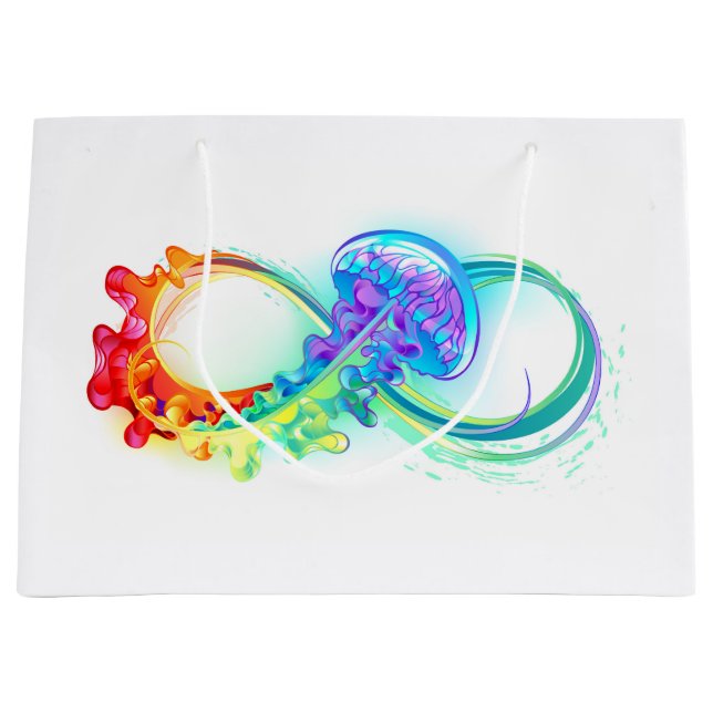 Infinity with Rainbow Jellyfish Large Gift Bag (Front)
