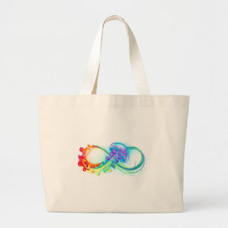 Infinity with Rainbow Jellyfish Large Tote Bag