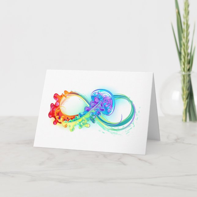 Infinity with Rainbow Jellyfish Letterpress Thank You Card (Front)