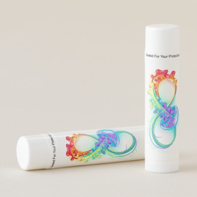 Infinity with Rainbow Jellyfish Lip Balm (Front)