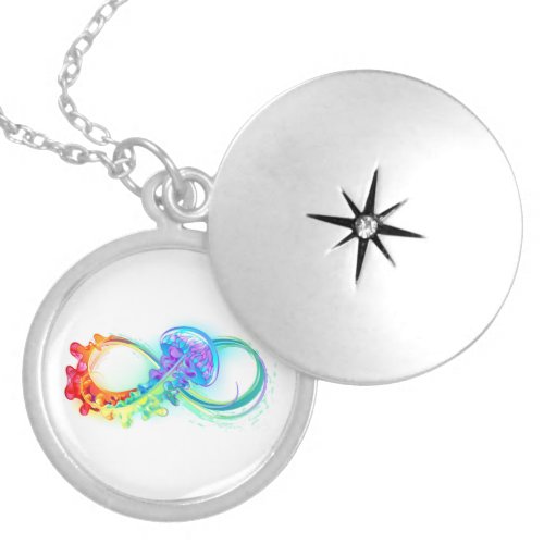 Infinity with Rainbow Jellyfish Locket Necklace