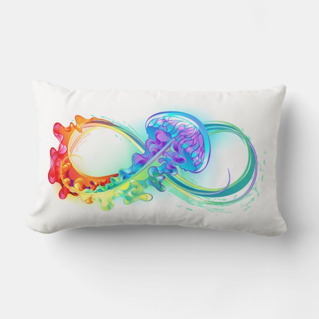 Infinity with Rainbow Jellyfish Lumbar Pillow (Front)