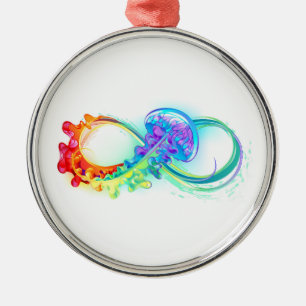 Infinity with Rainbow Jellyfish Metal Ornament