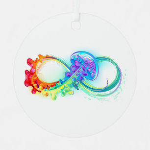 Infinity with Rainbow Jellyfish Metal Ornament