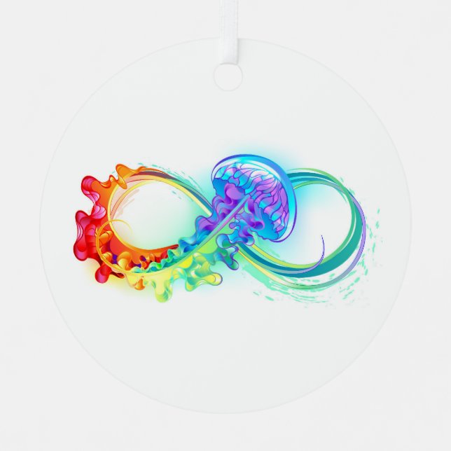 Infinity with Rainbow Jellyfish Metal Ornament (Front)