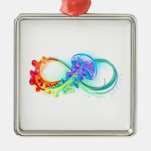 Infinity with Rainbow Jellyfish Metal Ornament
