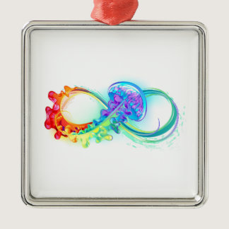 Infinity with Rainbow Jellyfish Metal Ornament